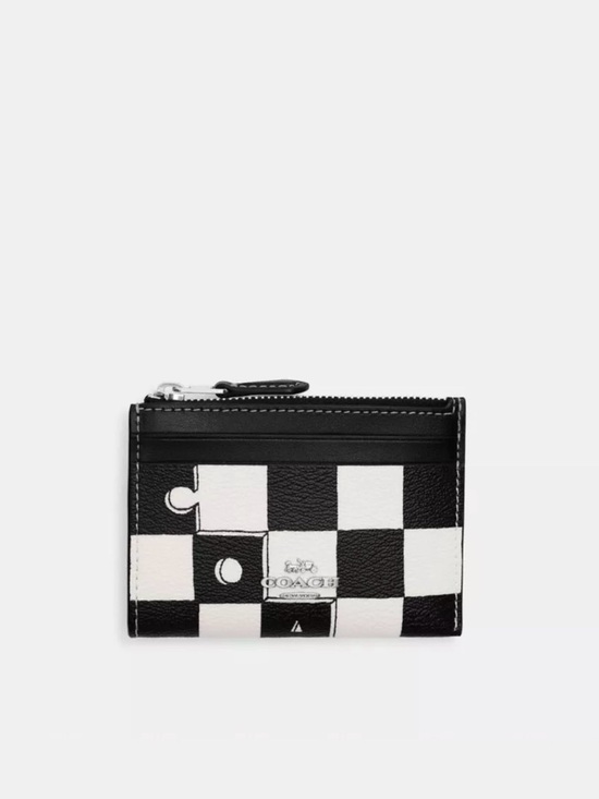 Coach Handbags - NWT Coach Mini Skinny ID Case w/ Checkerboard Print, Black/Chalk/Silver